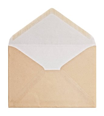 Brown Envelope  on white background, clipping path.