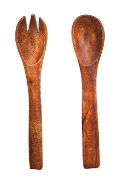 Spoon and fork isolated on white background. Clipping path.