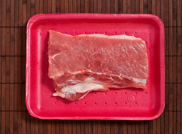 Fresh Pork Meat Plastic Tray — Zdjęcie stockowe