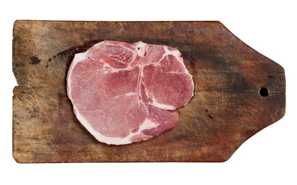 Pork Meat Wooden Table Isolated Clipping Path — Zdjęcie stockowe