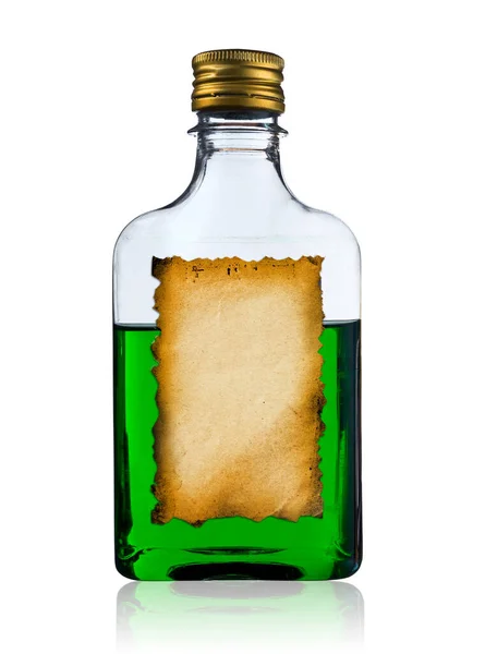 Old Liquor Bottle Label Isolated Clipping Path Included — Fotografia de Stock