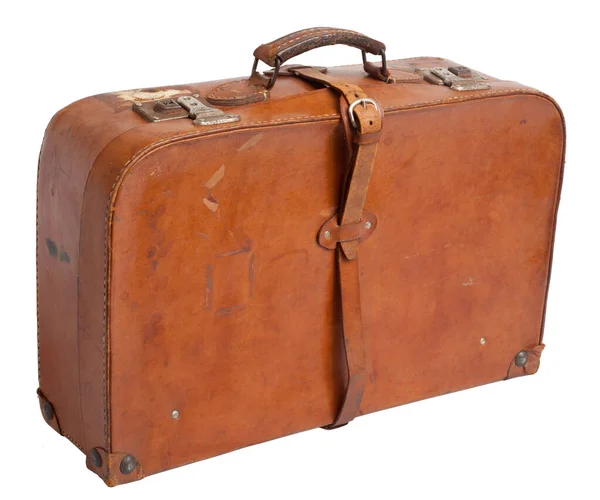 Old Suitcase White Background Clipping Path — Stock Photo, Image