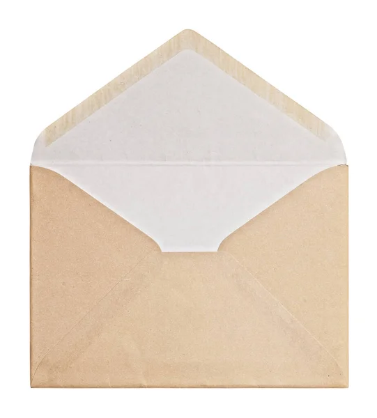 Brown Envelope White Background Clipping Path — 图库照片