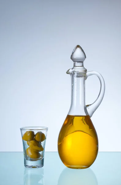 Bottle Olive Oil Olives — Stock Photo, Image