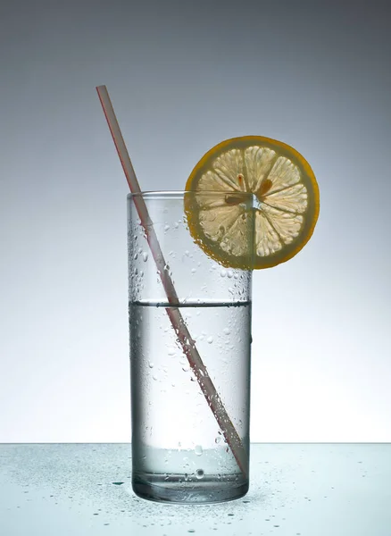Glass Fresh Water Lemon — Stock Photo, Image