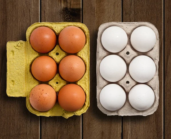 Egg Box Wooden Table — Stockfoto