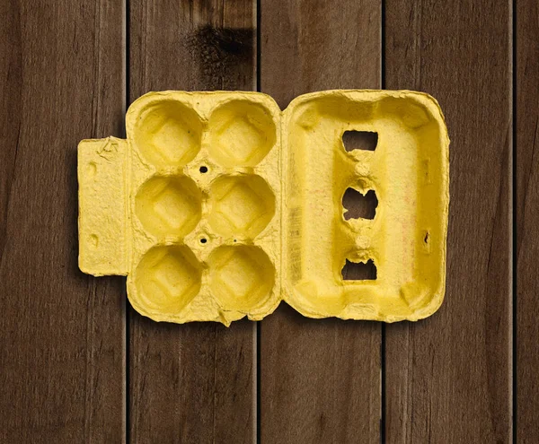 Egg Cardboard Box Wooden Table — Stock Fotó