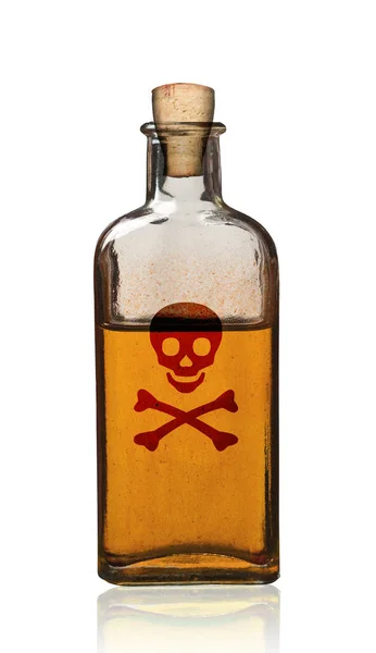 Old Fashioned Poison Bottle Isolated Clipping Path — 스톡 사진