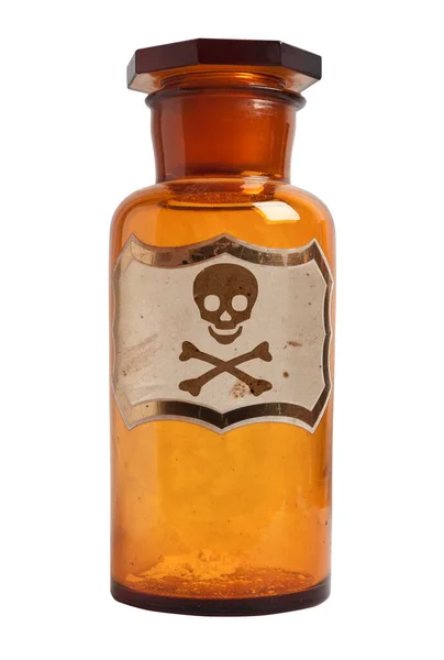 Стара Пляшка Наркотиків Етикеткою Ізольована Відсічний Контур — стокове фото