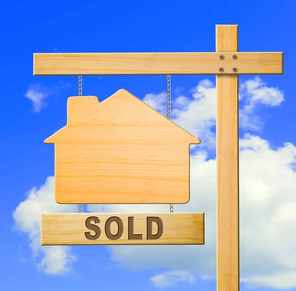 Real Estate Sign Blue Sky Clipping Path — Stockfoto