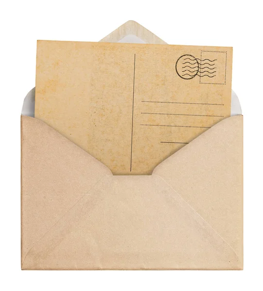 Vintage Envelope Postcard White Background Clipping Path — Photo