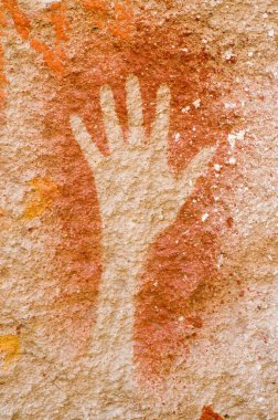 a hand painted in a cave in Patagonia, close-up