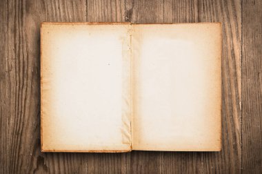 eski ahşap masa Vintage Kitabı, açık,.