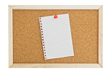Cork Pin Board  with a sheet of white paper