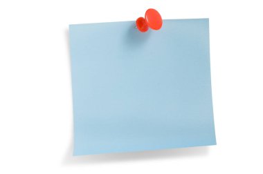 Blue remainder note on white background, with red pin.