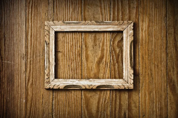 Blank Vintage Picture Frame Wooden Wall — Stock Photo, Image