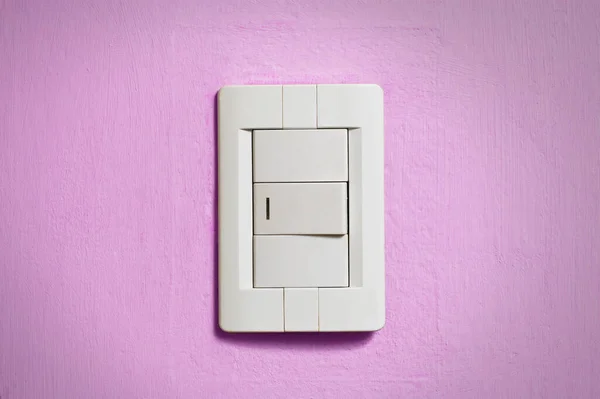 White Light Switch Old Pink Wall — Stock Photo, Image
