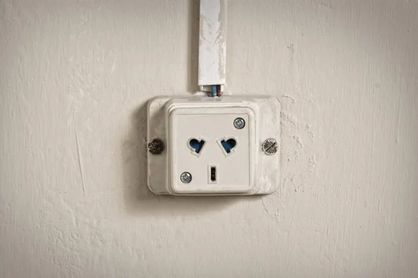 Electric Outlet Wall Old House Interior — Stock Photo, Image