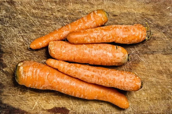 Bunch Carrots Old Wooden Table —  Fotos de Stock