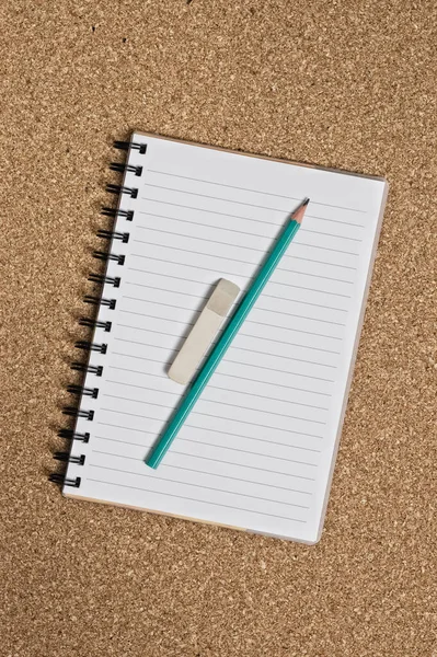 Spiral Notepad Cork Surface Pencil Eraser — Stockfoto