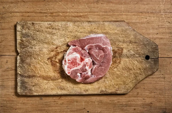 Raw Pork Chop Isolated Cutting Table Studio Shot — Fotografia de Stock