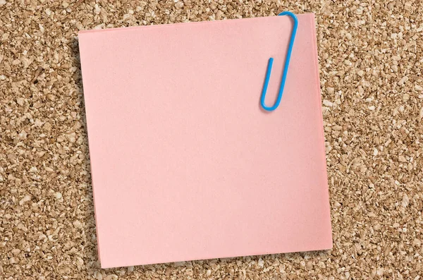 Pink Paper Note Clip Cork Board — Stock Photo, Image