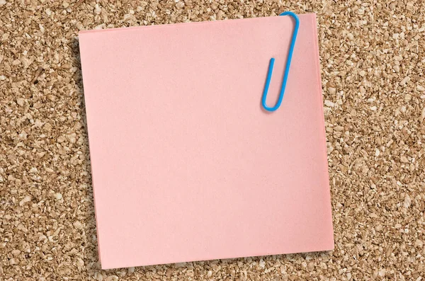 Pink Paper Note Clip Cork Board — Foto de Stock