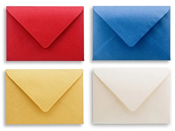 Assorted Envelopes White Background Clipping Path — Stok fotoğraf