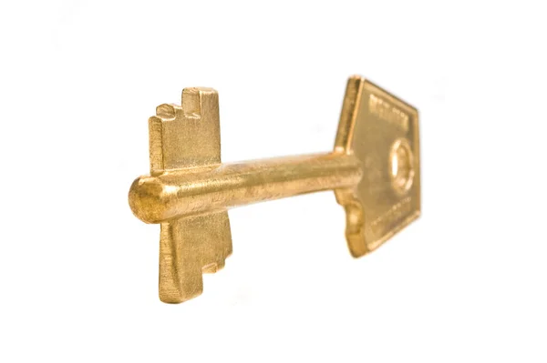 Bronze Key Close White Background — Foto de Stock