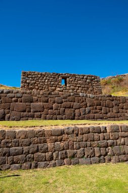 ancient stone wall in an old inca city in the valley of Cusco.