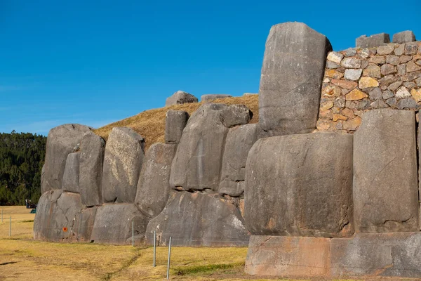 Giant Stone Walls Saqsaywaman Cusco Peru — Fotografia de Stock