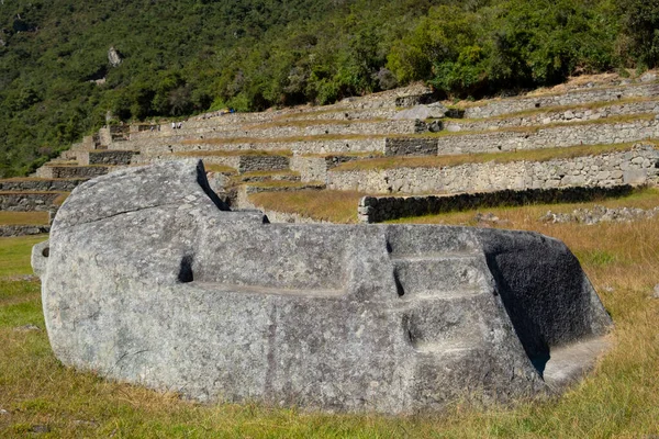 Sacrifice Rock Machu Picchu Peru — Fotografia de Stock