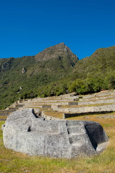 Sacrifice Rock Machu Picchu Peru — Fotografia de Stock
