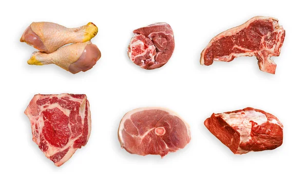 Carne Sobre Fondo Blanco —  Fotos de Stock