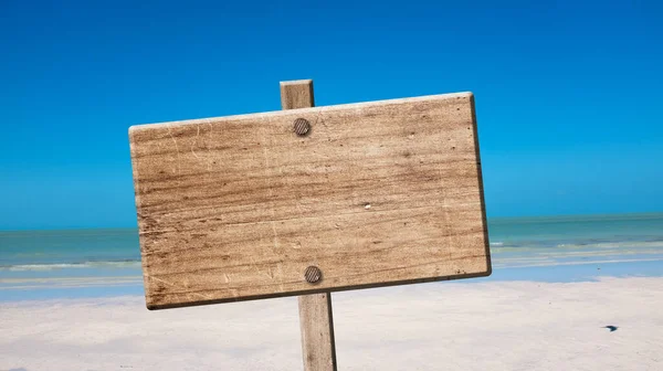 Blank Rustic Wooden Sign Beach Stock Picture