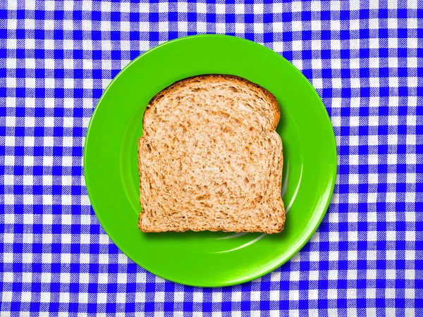 Celý Plátek Chleba Talíři — Stock fotografie