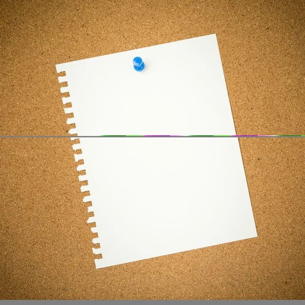 Blank Paper On Cork Board — Stock Photo, Image