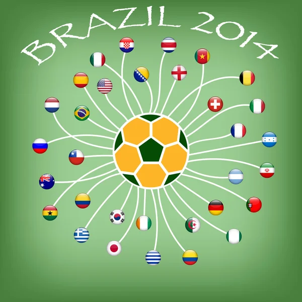 Bandera del equipo de fútbol en la Copa del Mundo 2014 — Vector de stock