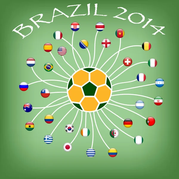 Bandera del equipo de fútbol en la Copa del mundo 2014 — Stock vektor