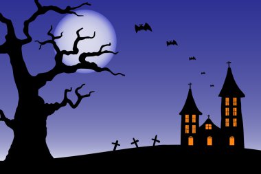 Cadılar Bayramı gecesi ay ışığıyla siluet