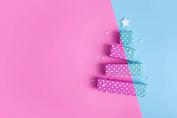 Tarjeta Felicitación Blanco Con Árbol Navidad Abstracto Dos Colores Hecho — Foto de Stock