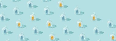 Cam örtü altında evleri olan desenler. Kitle izolasyon kavramı, karantina