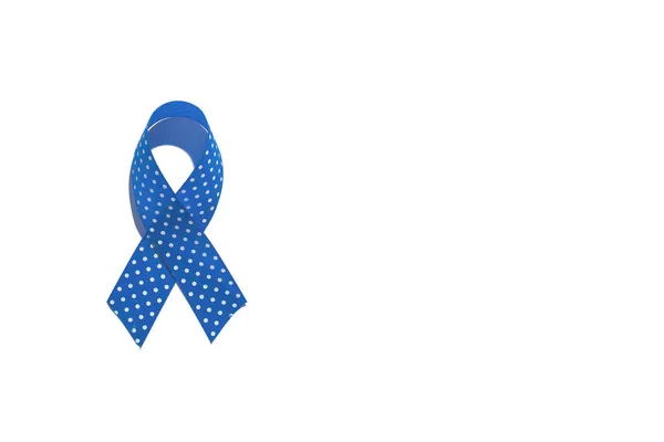 11月14日世界糖尿病日的白色背景标志蓝带 复制空间 — 图库照片