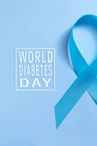 Fita Azul Fundo Azul Símbolo Mundo Diabetes Dia Novembro Formato — Fotografia de Stock