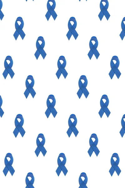 世界糖尿病日11月14日 白色背景上的蓝色缎带图案符号 — 图库照片