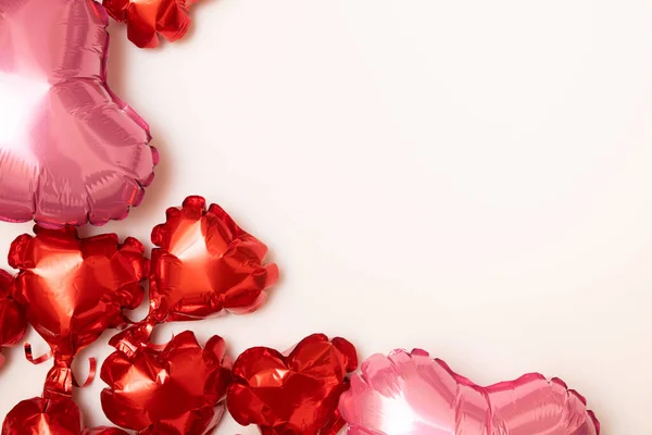 Valentine Day Blank Greeting Card Foil Balloons Shape Heart Beige — Stock Fotó