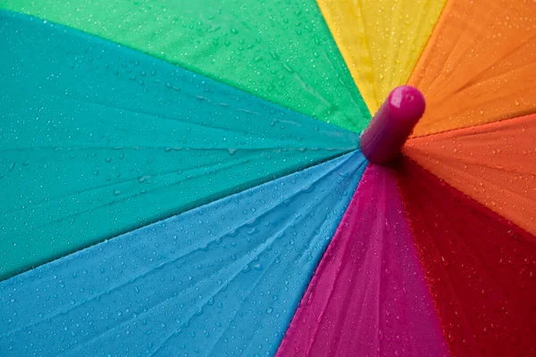 Regentropfen Auf Einem Bunten Regenschirm Regenwetter Konzept — Stockfoto
