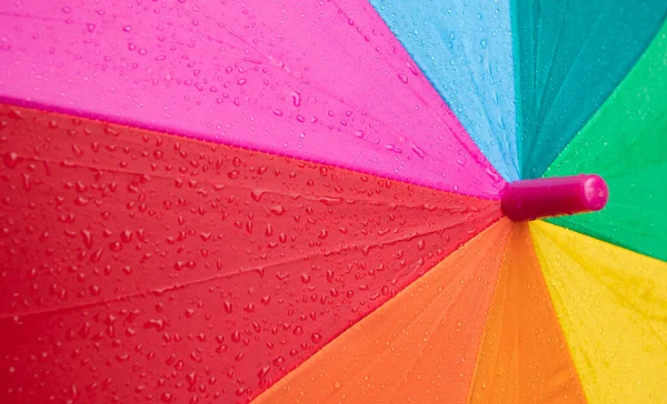 Gotas Chuva Num Guarda Chuva Colorido Conceito Tempo Chuvoso — Fotografia de Stock