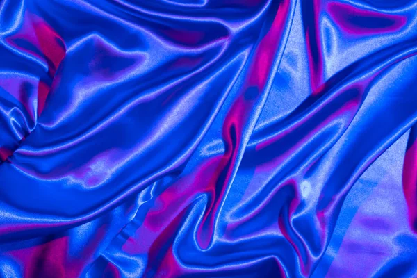 Textiel Vouwen Neon Blauw Roze Licht Trendy Kleuren Glanzende Abstracte — Stockfoto