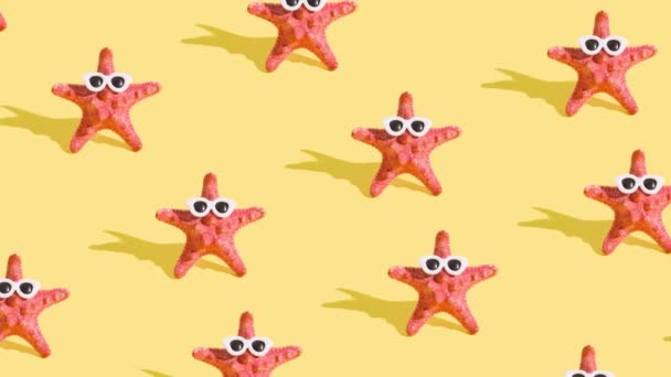 Sea Star Sunglasses Moving Pattern Creative Video Summer Relax Vocation — Vídeos de Stock